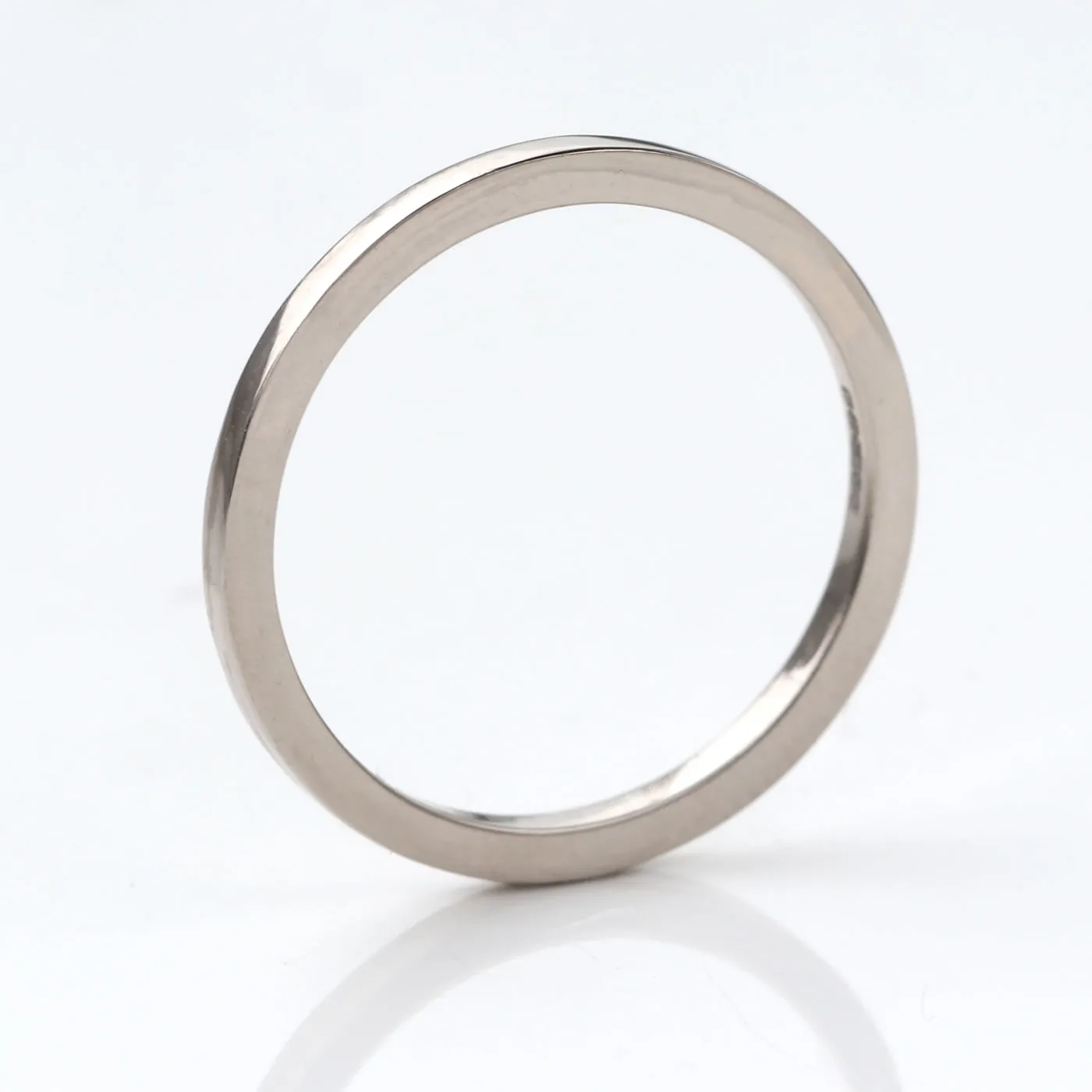1.5mm Skinny Square Profile 18ct White Gold Wedding Ring