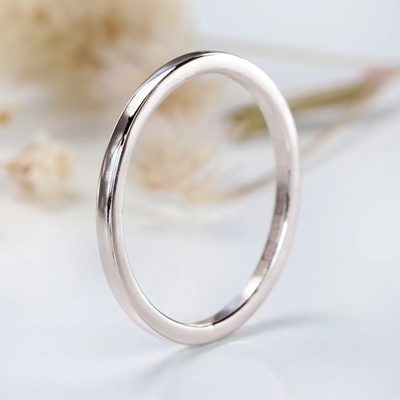 1.5mm Skinny Square Profile 18ct White Gold Wedding Ring