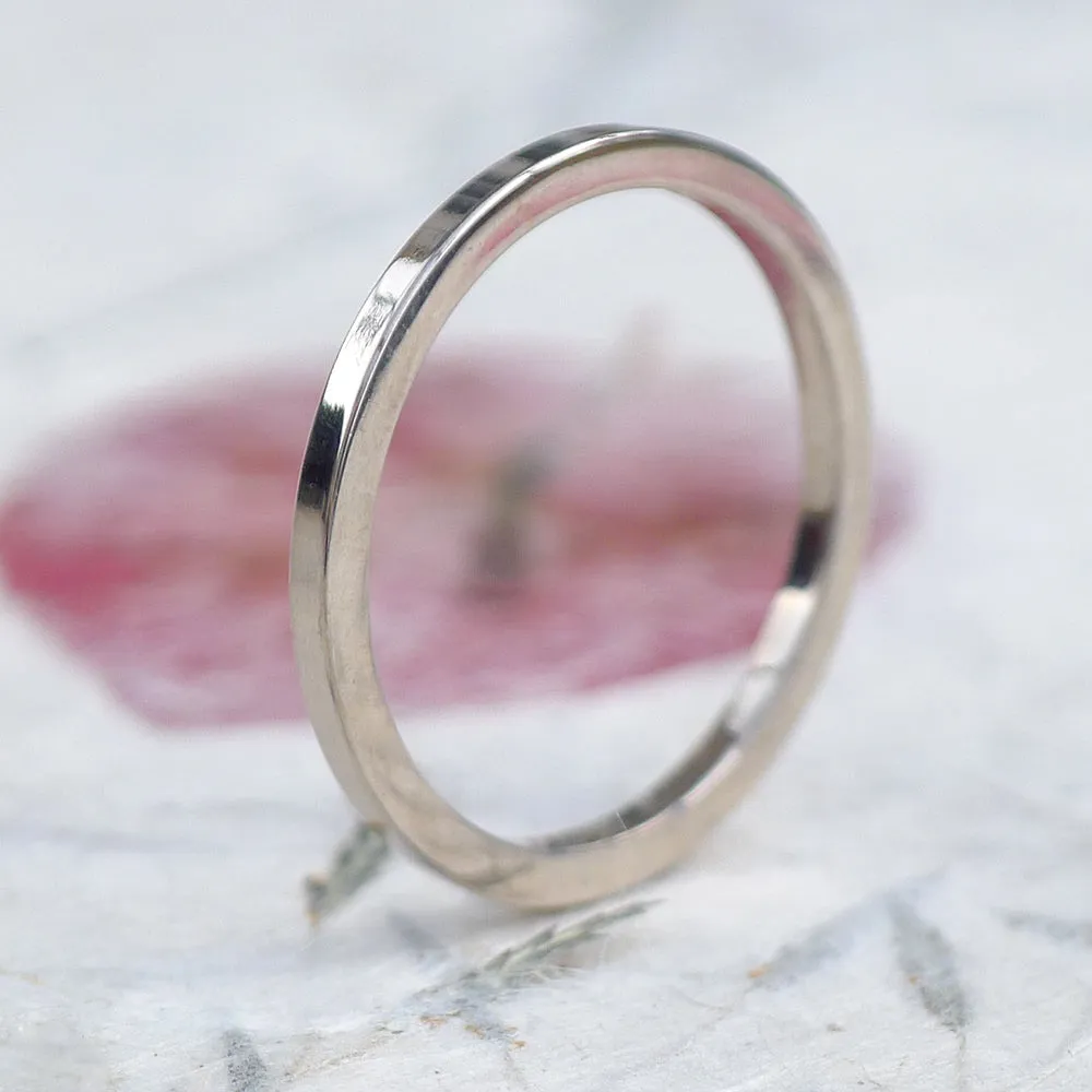 1.5mm Skinny Square Profile 18ct White Gold Wedding Ring