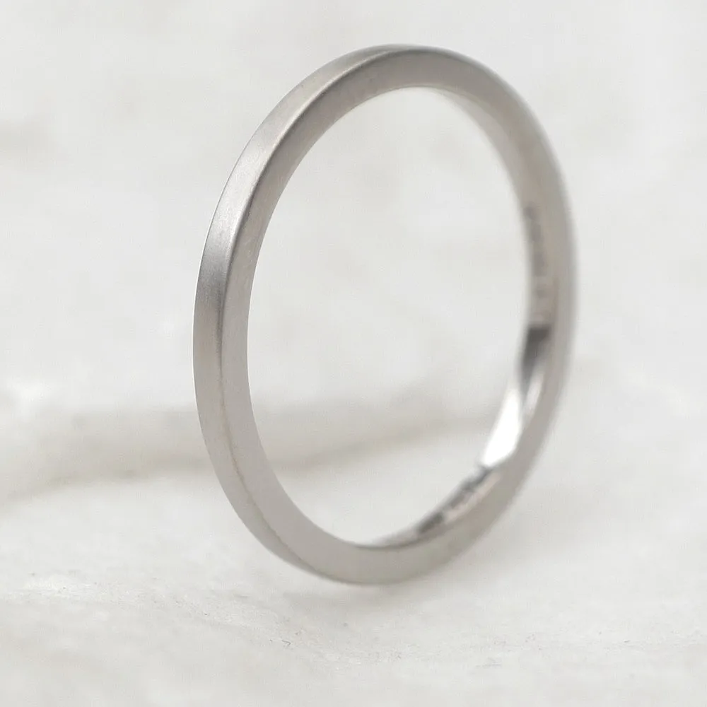 1.5mm Skinny Square Profile 18ct White Gold Wedding Ring