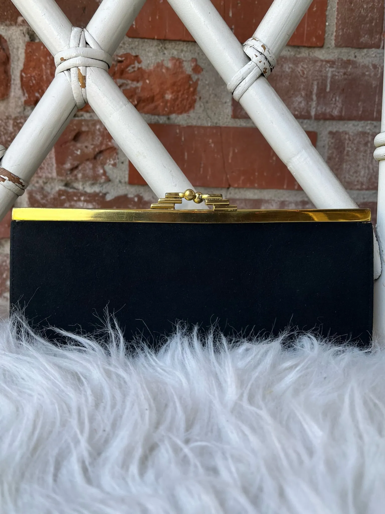 1960s Black Suede Clutch