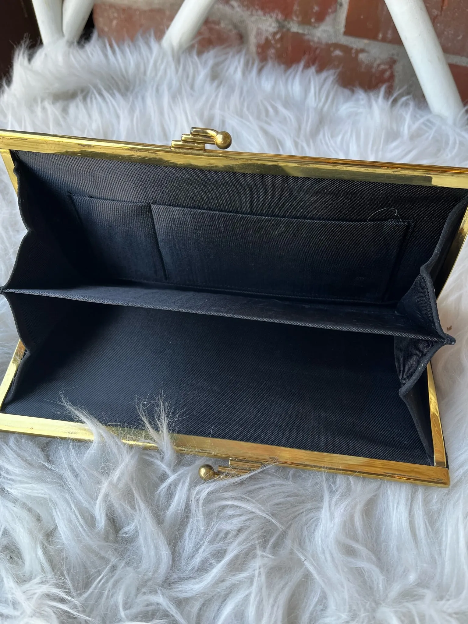 1960s Black Suede Clutch