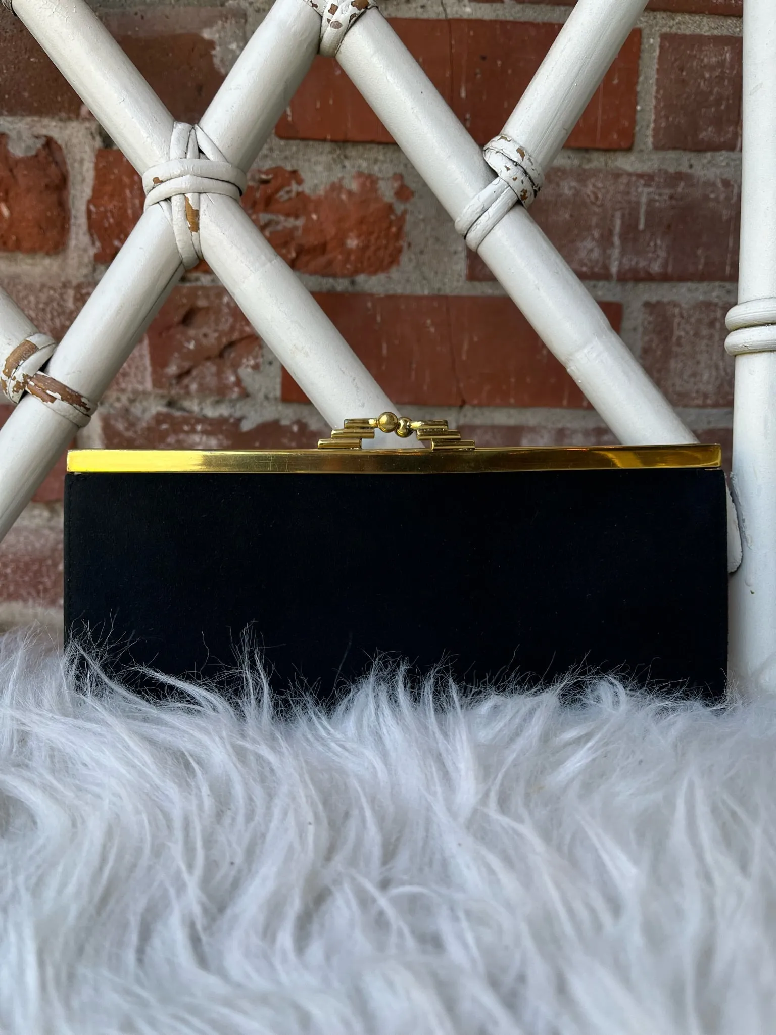1960s Black Suede Clutch
