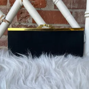 1960s Black Suede Clutch