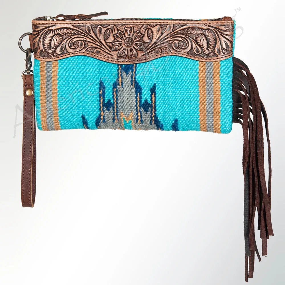 ADBG344J American Darling WRISTLET Hand Tooled Upcycled Wool Genuine Leather women bag western handbag purse