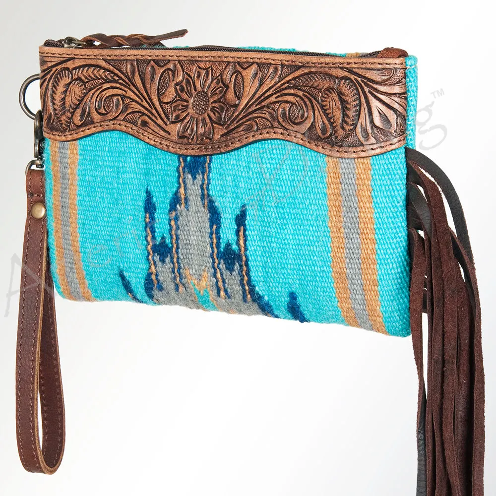 ADBG344J American Darling WRISTLET Hand Tooled Upcycled Wool Genuine Leather women bag western handbag purse