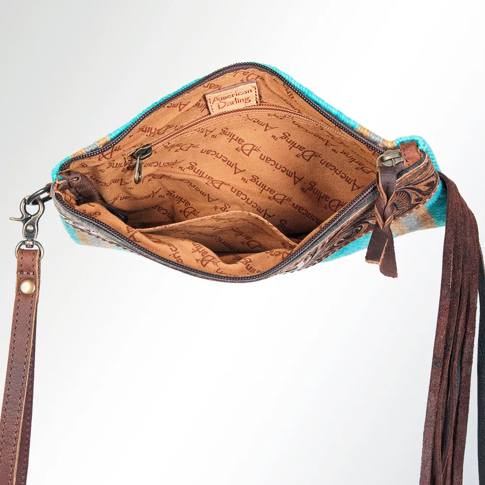 ADBG344J American Darling WRISTLET Hand Tooled Upcycled Wool Genuine Leather women bag western handbag purse