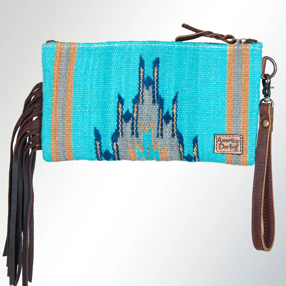 ADBG344J American Darling WRISTLET Hand Tooled Upcycled Wool Genuine Leather women bag western handbag purse