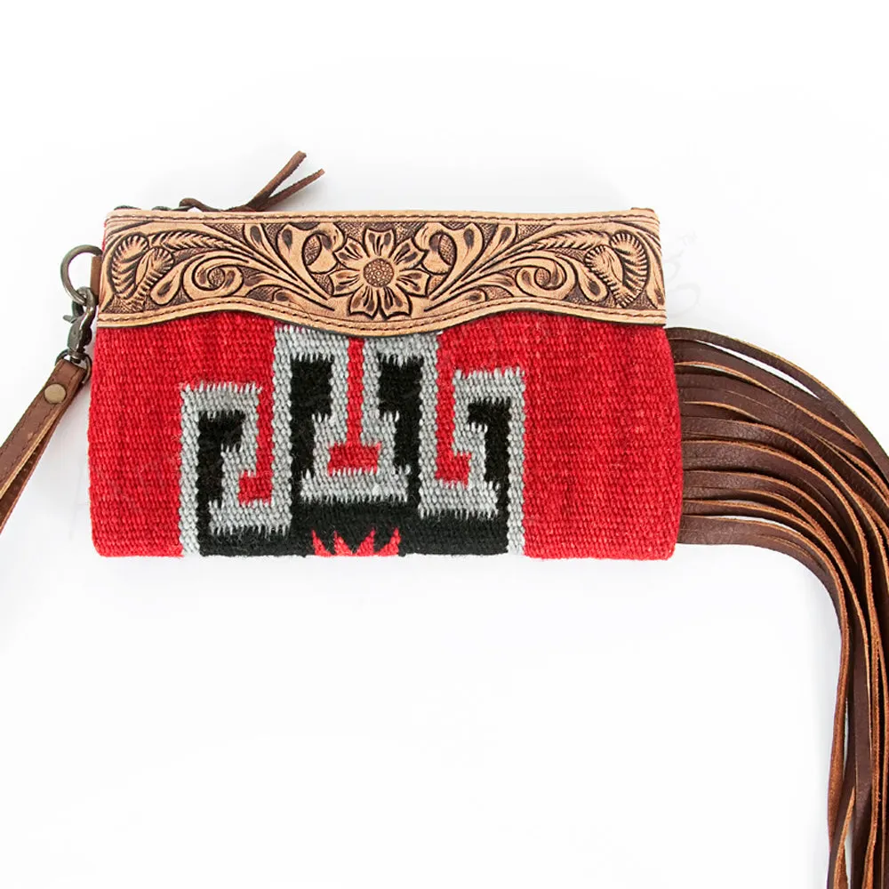 ADBG344L American Darling WRISTLET Hand Tooled Upcycled Wool Genuine Leather women bag western handbag purse