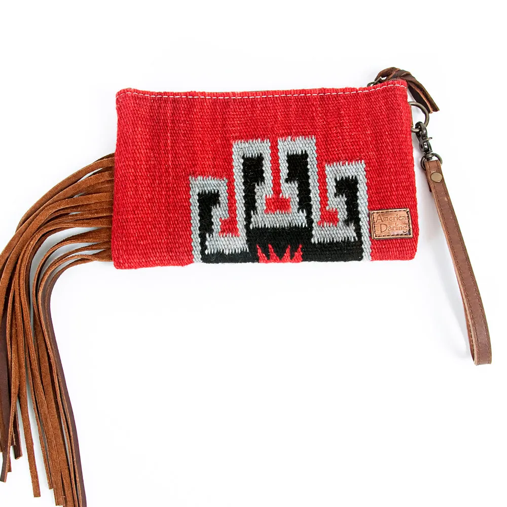 ADBG344L American Darling WRISTLET Hand Tooled Upcycled Wool Genuine Leather women bag western handbag purse