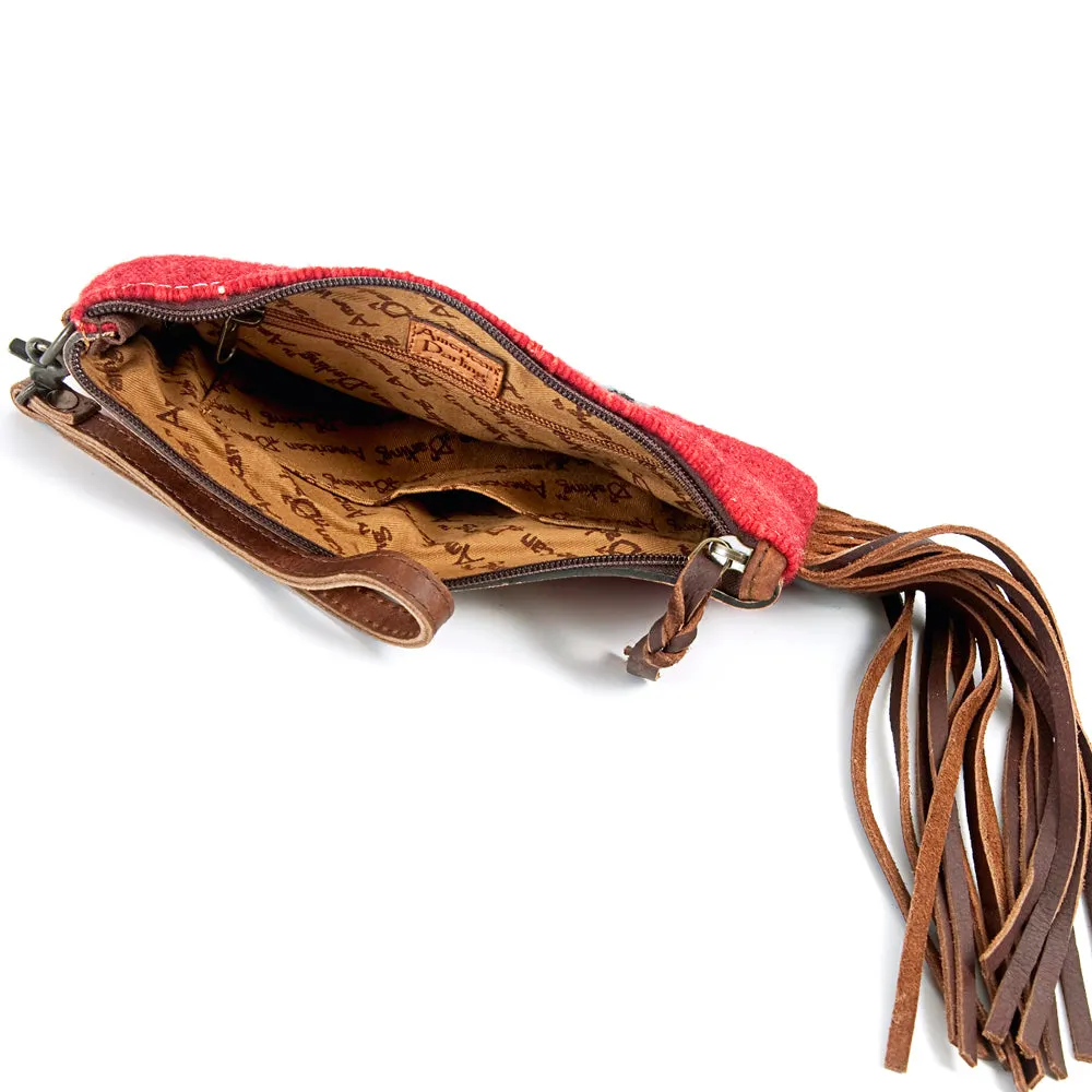 ADBG344L American Darling WRISTLET Hand Tooled Upcycled Wool Genuine Leather women bag western handbag purse