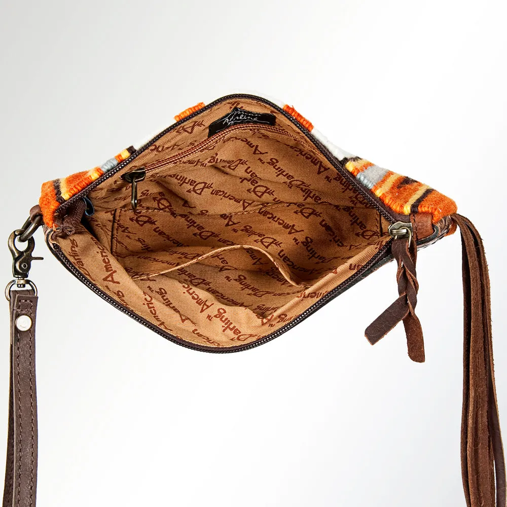 ADBG344P American Darling WRISTLET Hand Tooled Upcycled Wool Genuine Leather women bag western handbag purse