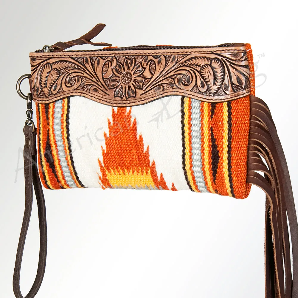 ADBG344P American Darling WRISTLET Hand Tooled Upcycled Wool Genuine Leather women bag western handbag purse