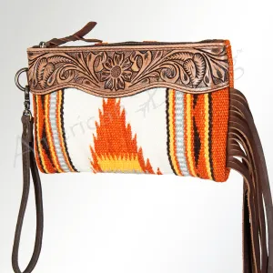 ADBG344P American Darling WRISTLET Hand Tooled Upcycled Wool Genuine Leather women bag western handbag purse