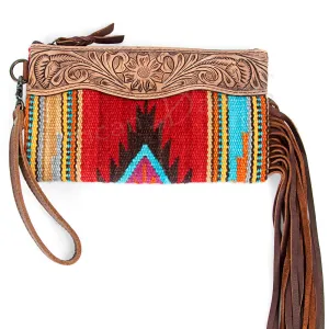 ADBG344Q American Darling WRISTLET Hand Tooled Upcycled Wool Genuine Leather women bag western handbag purse