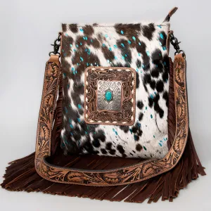 ADBGS192ACTRQA American Darling Hand Tooled Hair On Genuine Leather Women Bag Western Handbag Purse