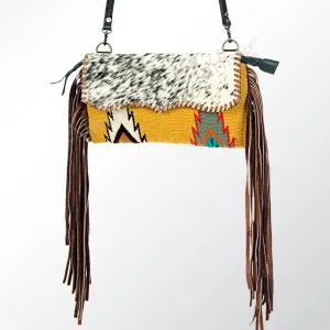American Darling ADBG344A-BKW Cross Body Saddle Blanket Hair On Genuine Leather Women Bag Western Handbag Purse