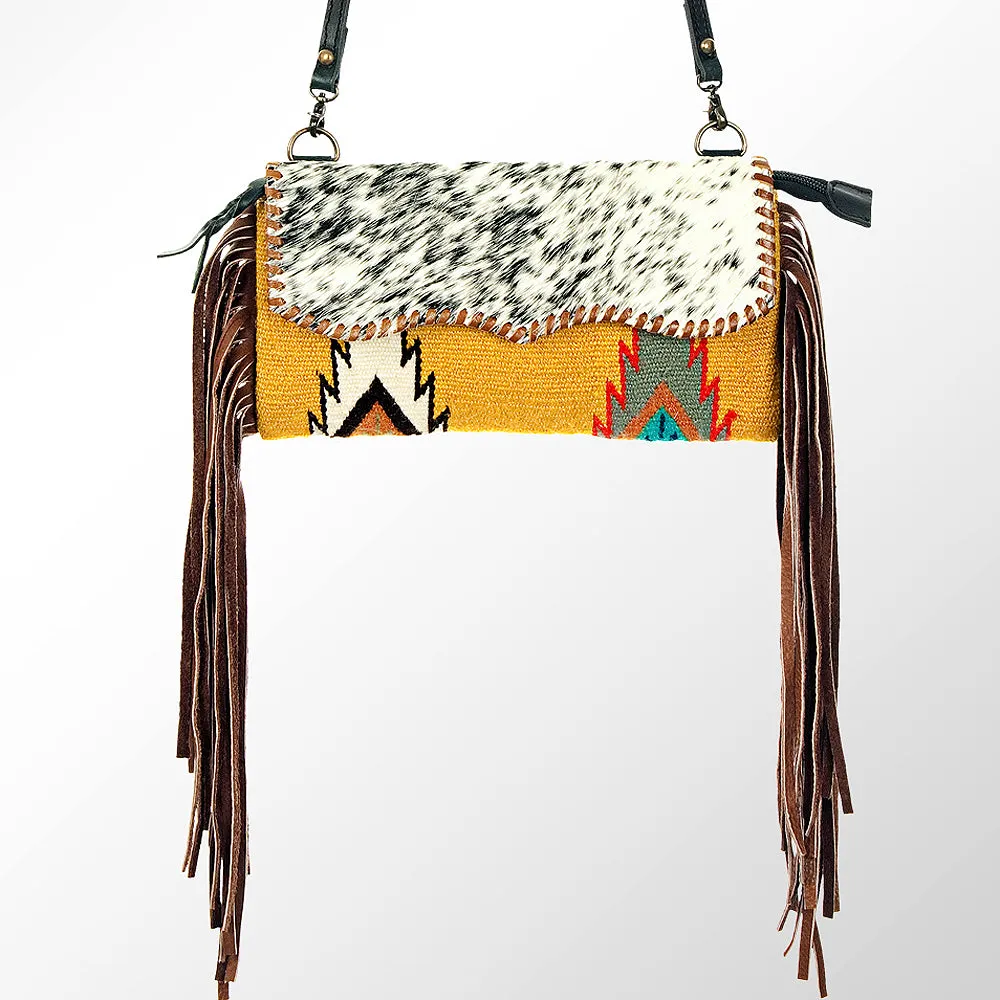 American Darling ADBG344A-BKW Cross Body Saddle Blanket Hair On Genuine Leather Women Bag Western Handbag Purse