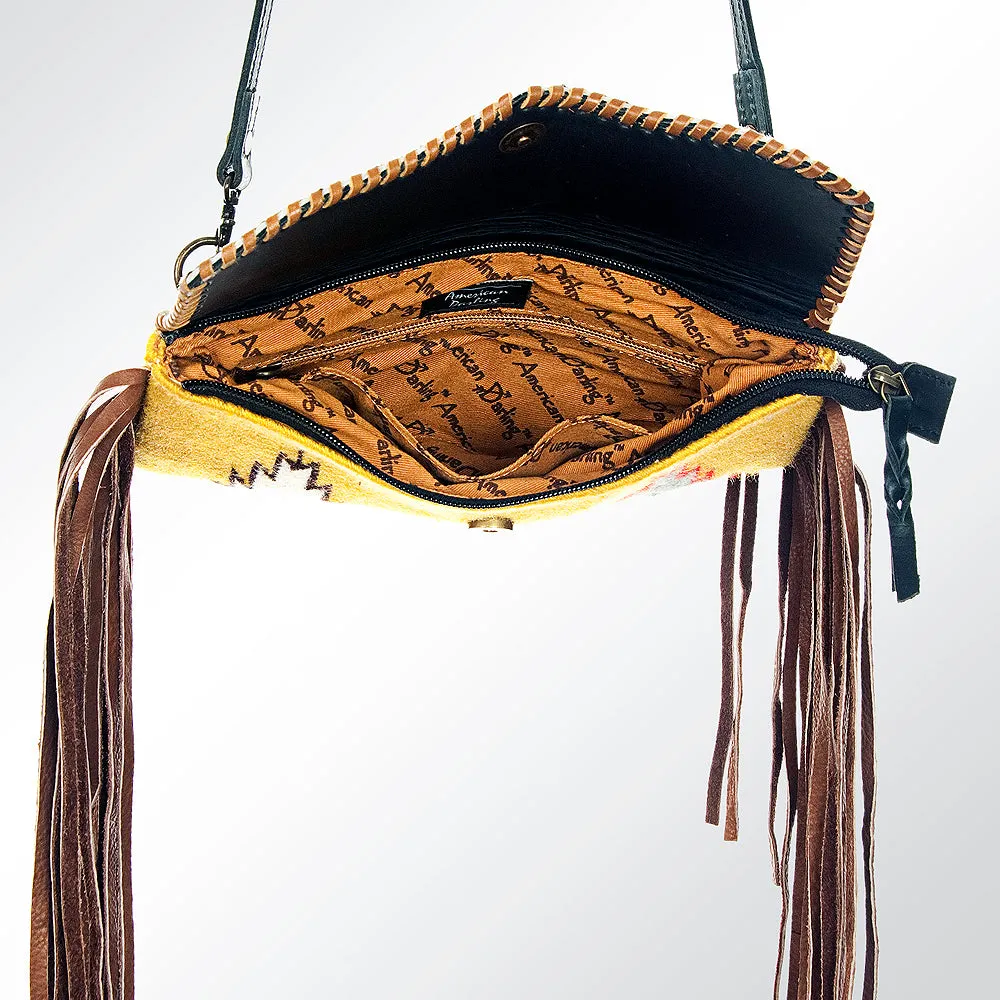 American Darling ADBG344A-BKW Cross Body Saddle Blanket Hair On Genuine Leather Women Bag Western Handbag Purse