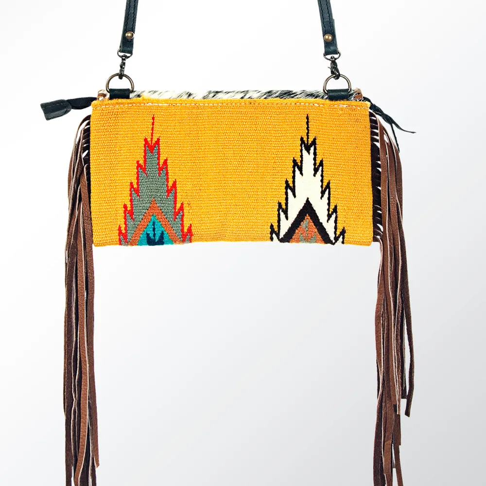 American Darling ADBG344A-BKW Cross Body Saddle Blanket Hair On Genuine Leather Women Bag Western Handbag Purse