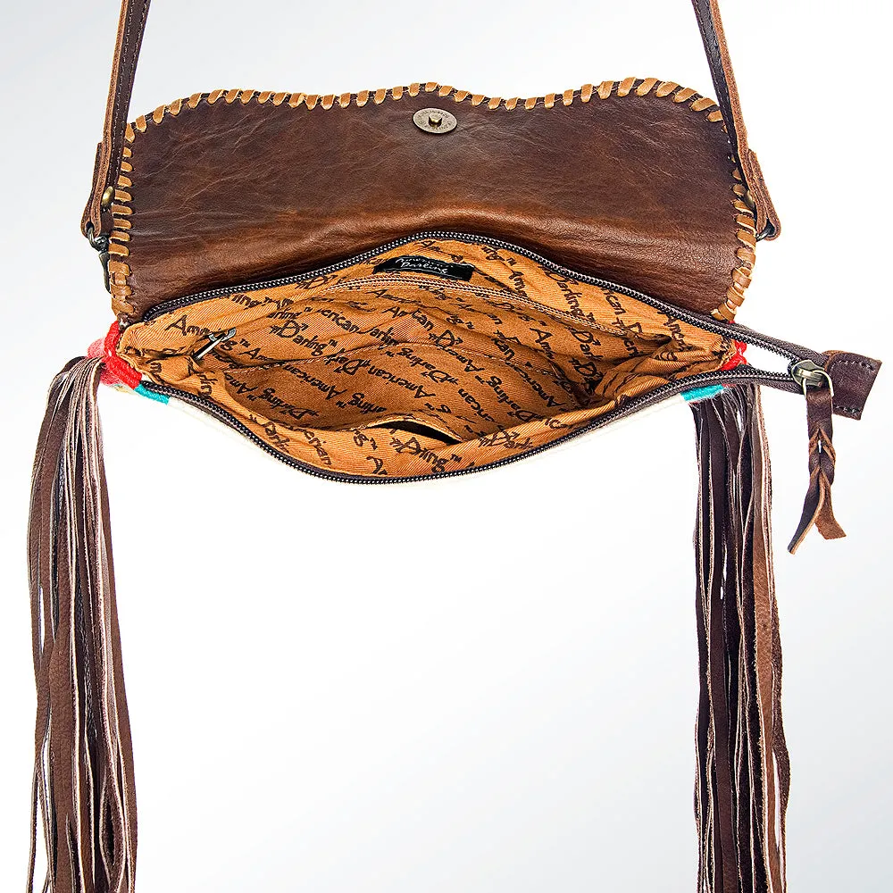 American Darling ADBG344B-ACTRQ Cross Body Saddle Blanket Hair On Genuine Leather Women Bag Western Handbag Purse