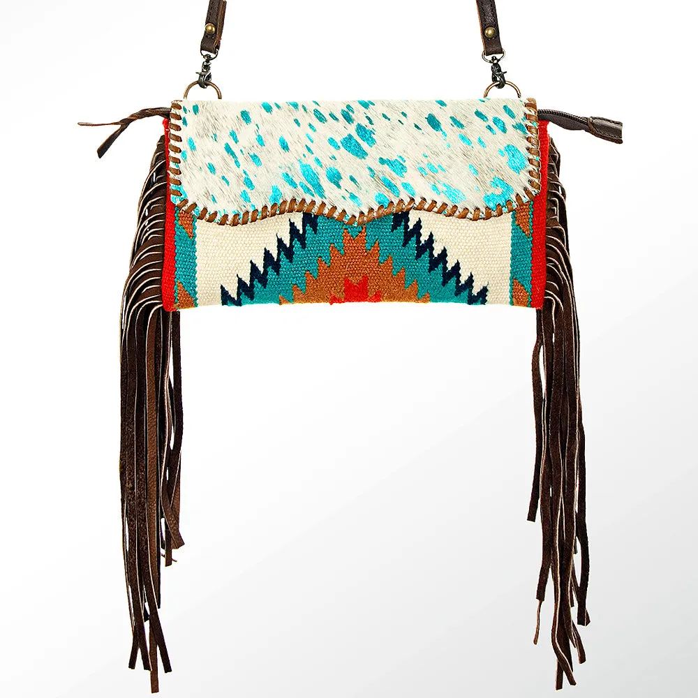 American Darling ADBG344B-ACTRQ Cross Body Saddle Blanket Hair On Genuine Leather Women Bag Western Handbag Purse