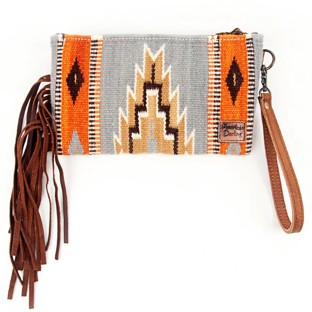 American Darling ADBG344D3 Wristlet Hand Tooled Saddle Blanket Genuine Leather Women Bag Western Handbag Purse
