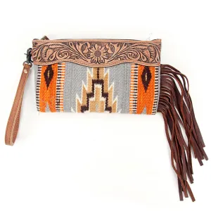 American Darling ADBG344D3 Wristlet Hand Tooled Saddle Blanket Genuine Leather Women Bag Western Handbag Purse