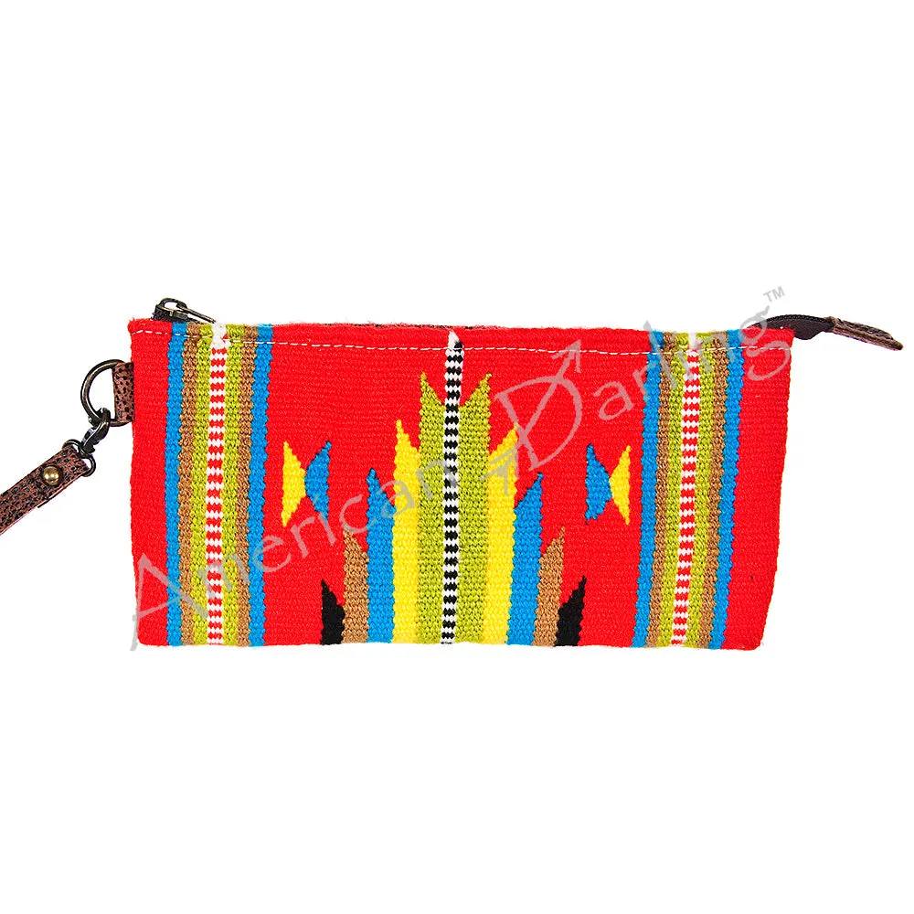 American Darling ADBG344DAR3 Wristlet Saddle Blanket Genuine Leather Women Bag Western Handbag Purse