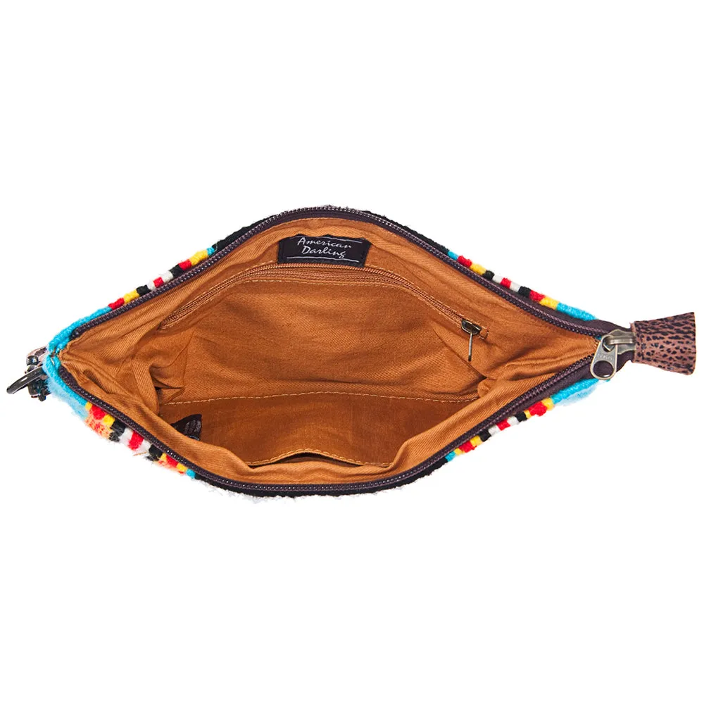 American Darling ADBG344DAR5 Wristlet Saddle Blanket Genuine Leather Women Bag Western Handbag Purse