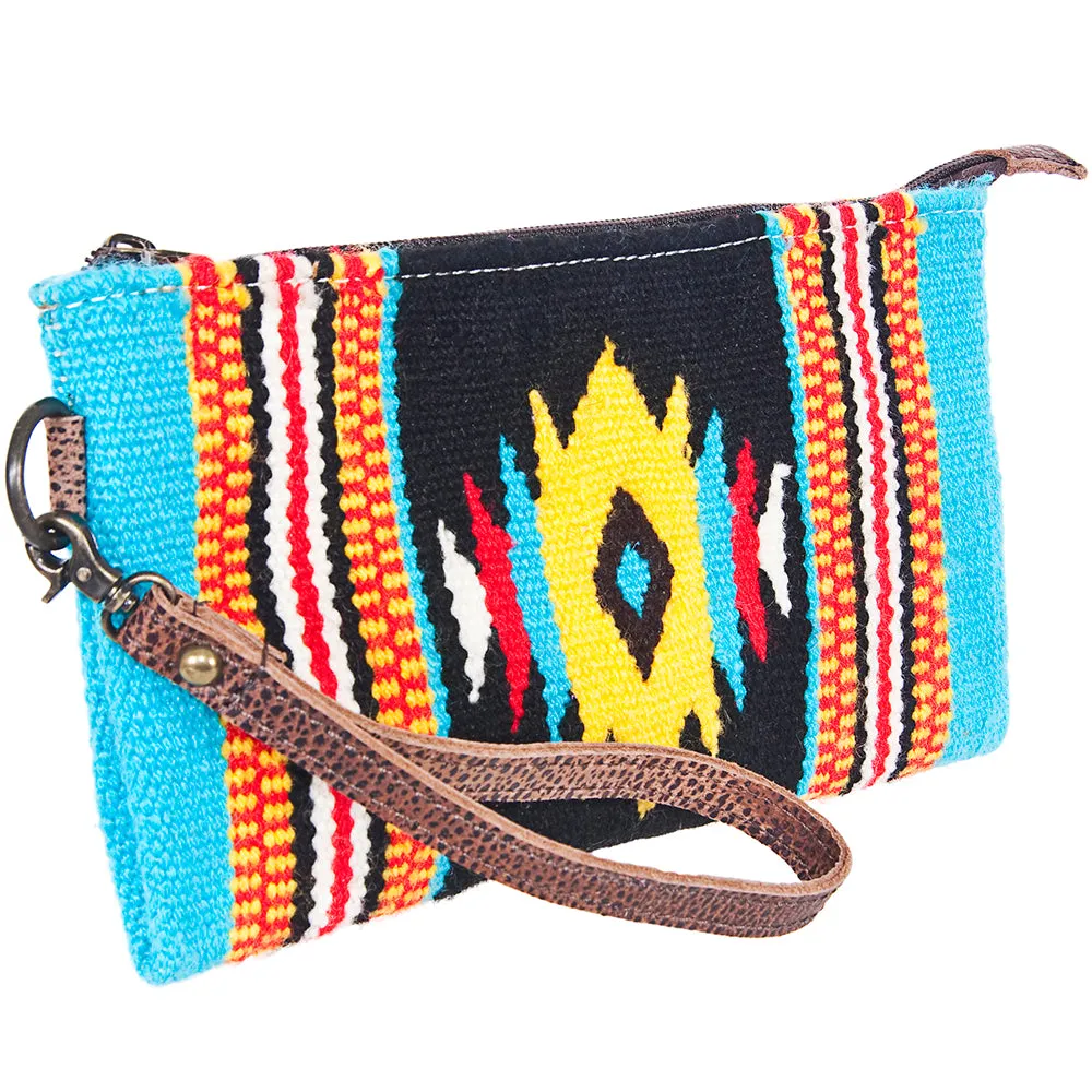 American Darling ADBG344DAR5 Wristlet Saddle Blanket Genuine Leather Women Bag Western Handbag Purse