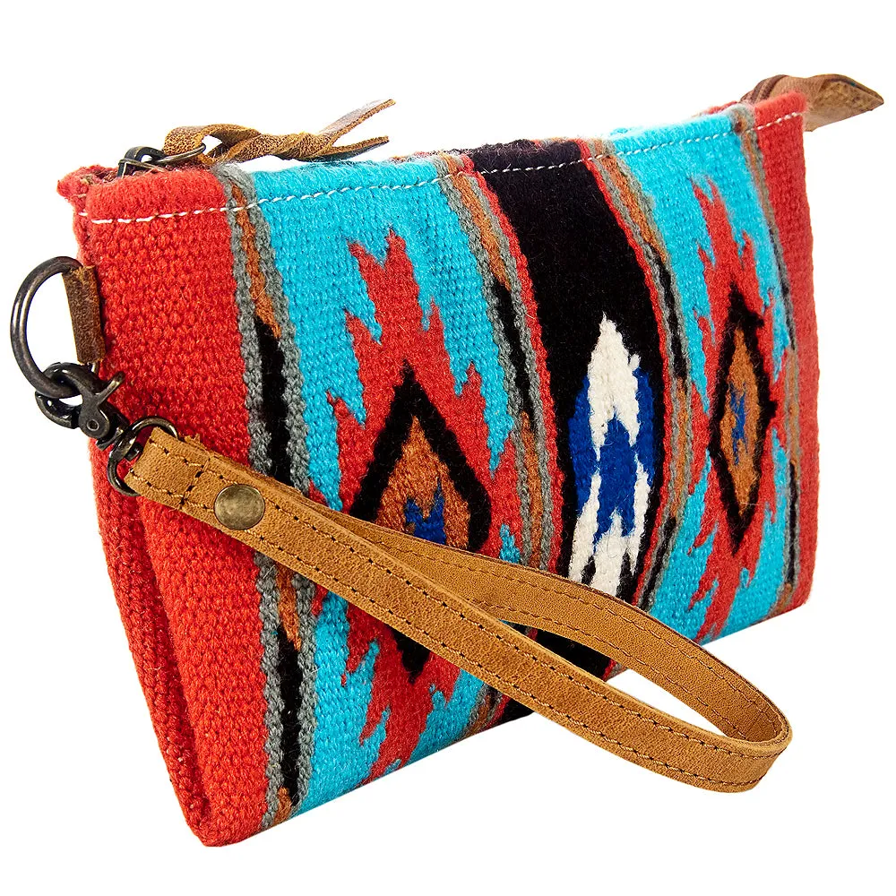 American Darling ADBG344DAR9 Wristlet Saddle Blanket Genuine Leather Women Bag Western Handbag Purse