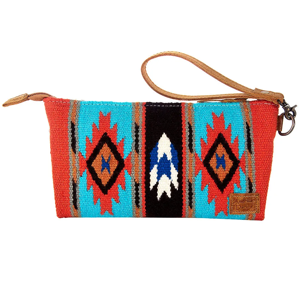American Darling ADBG344DAR9 Wristlet Saddle Blanket Genuine Leather Women Bag Western Handbag Purse