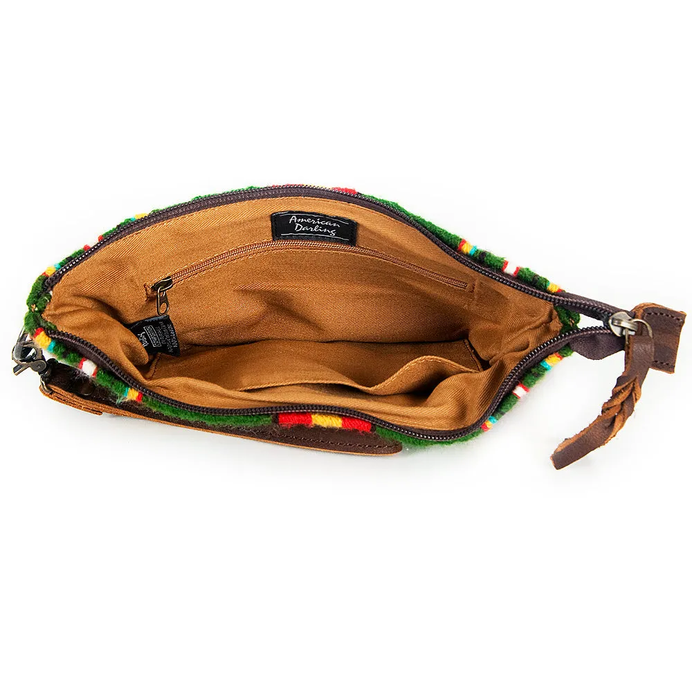 American Darling ADBG344G Wristlet Saddle Blanket Genuine Leather Women Bag Western Handbag Purse
