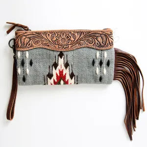 American Darling ADBG344N Wristlet Hand Tooled Saddle Blanket Genuine Leather Women Bag Western Handbag Purse