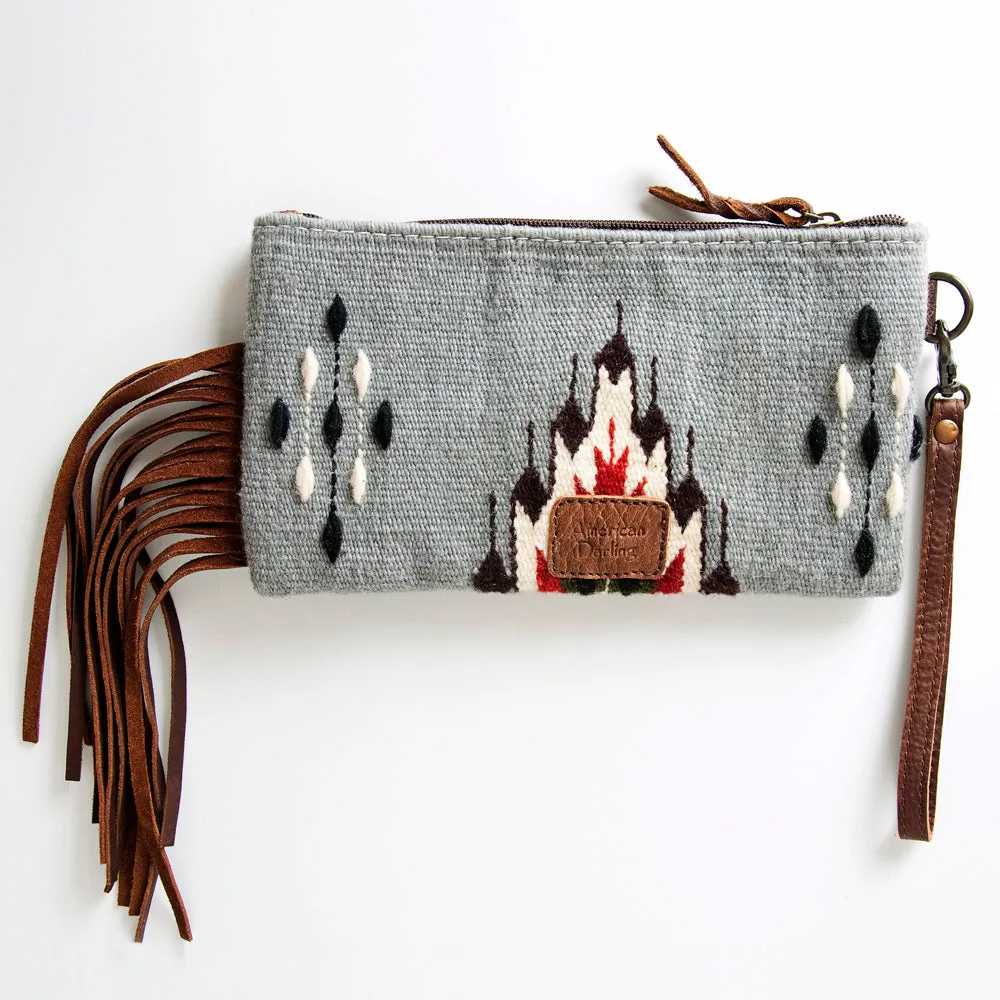 American Darling ADBG344N Wristlet Hand Tooled Saddle Blanket Genuine Leather Women Bag Western Handbag Purse