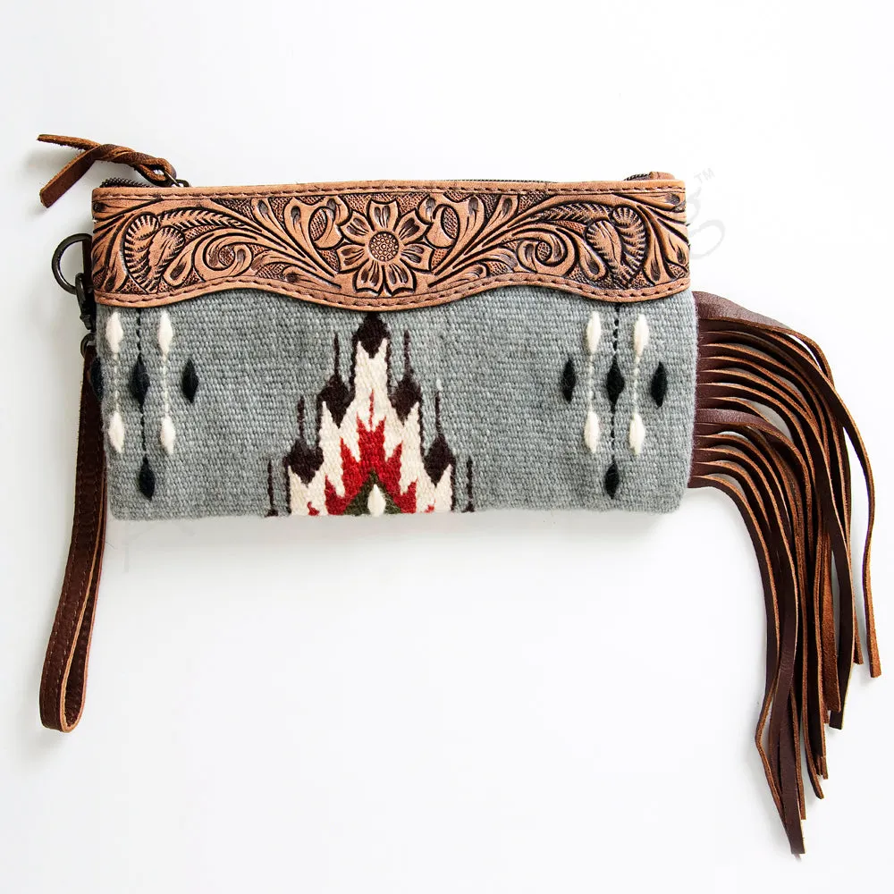 American Darling ADBG344N Wristlet Hand Tooled Saddle Blanket Genuine Leather Women Bag Western Handbag Purse