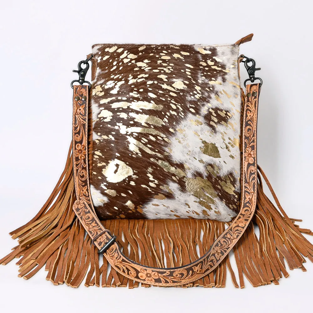 American Darling ADBGS192ACGO Messenger Hair On Genuine Leather Women Bag Western Handbag Purse