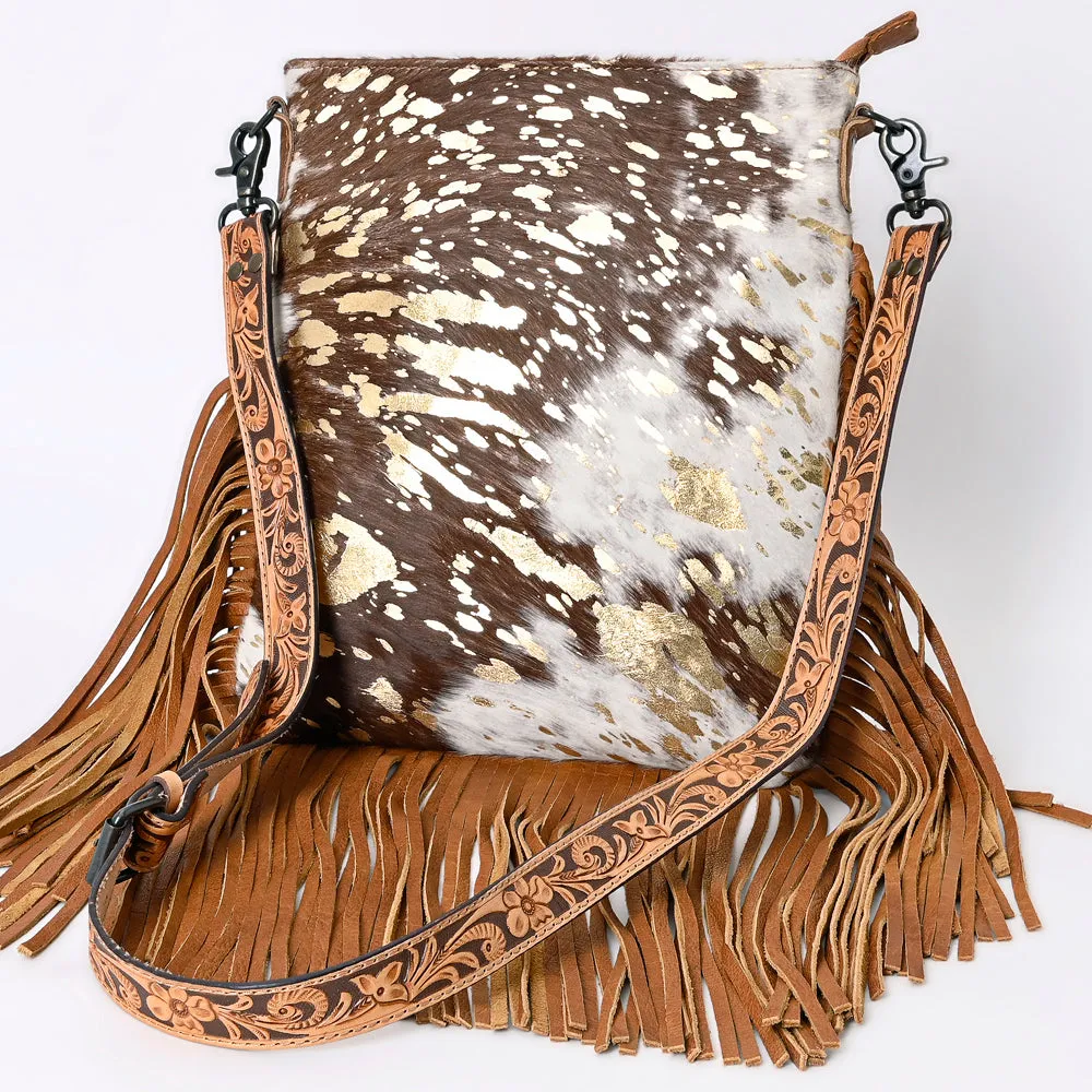 American Darling ADBGS192ACGO Messenger Hair On Genuine Leather Women Bag Western Handbag Purse