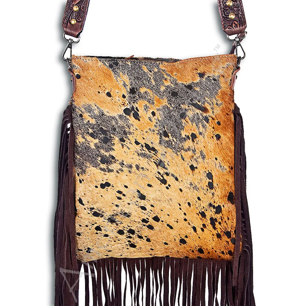 American Darling ADBGS192BRAC1 Messenger Hair On Genuine Leather Women Bag Western Handbag Purse