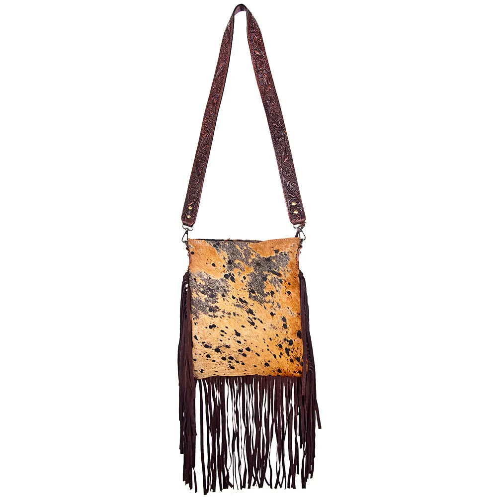 American Darling ADBGS192BRAC1 Messenger Hair On Genuine Leather Women Bag Western Handbag Purse