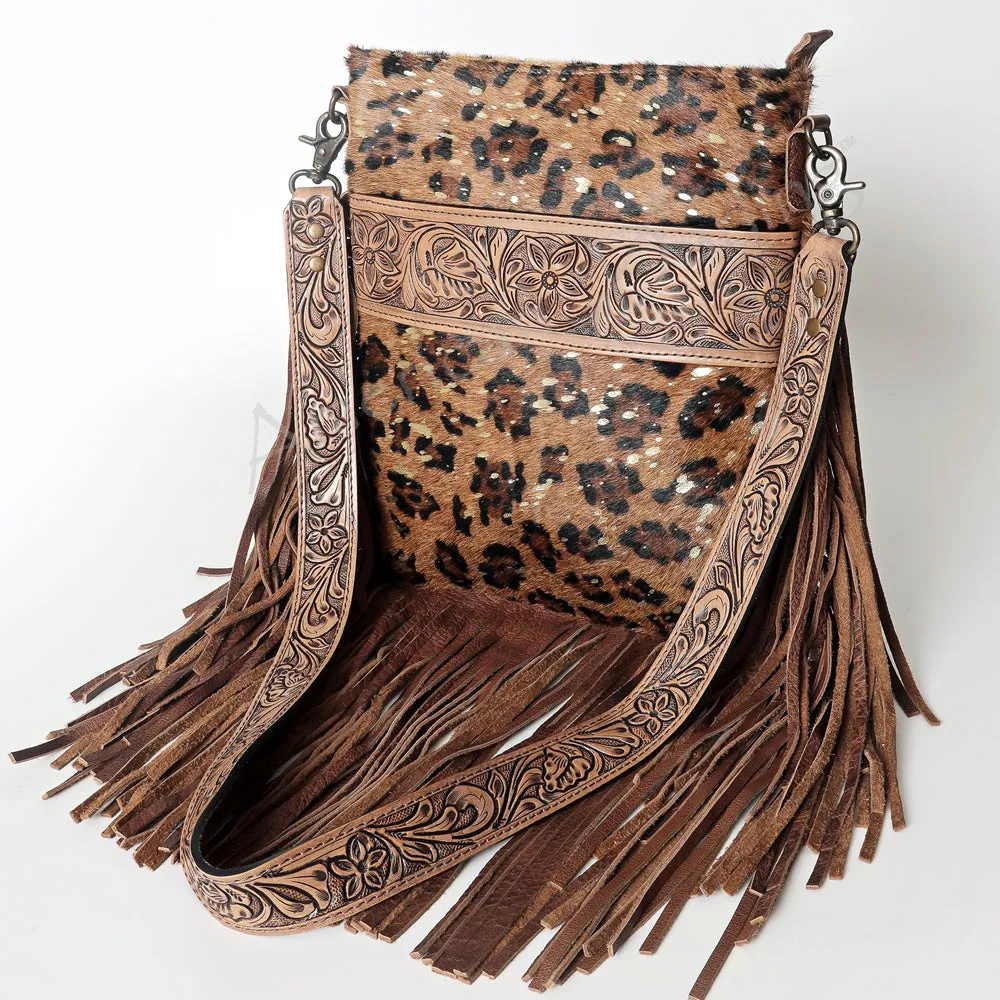 American Darling ADBGS192CHEGO Messenger Hand Tooled Hair On Genuine Leather Women Bag Western Handbag Purse