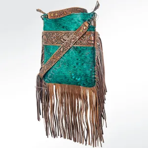 American Darling ADBGS192TRQ2FRNGA Messenger Hand Tooled Hair On Genuine Leather Women Bag Western Handbag Purse