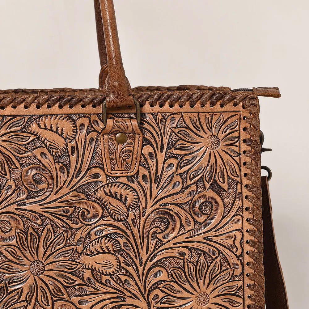 American Darling Briefcase Hand Tooled Genuine Leather Women Bag Western Handbag Purse