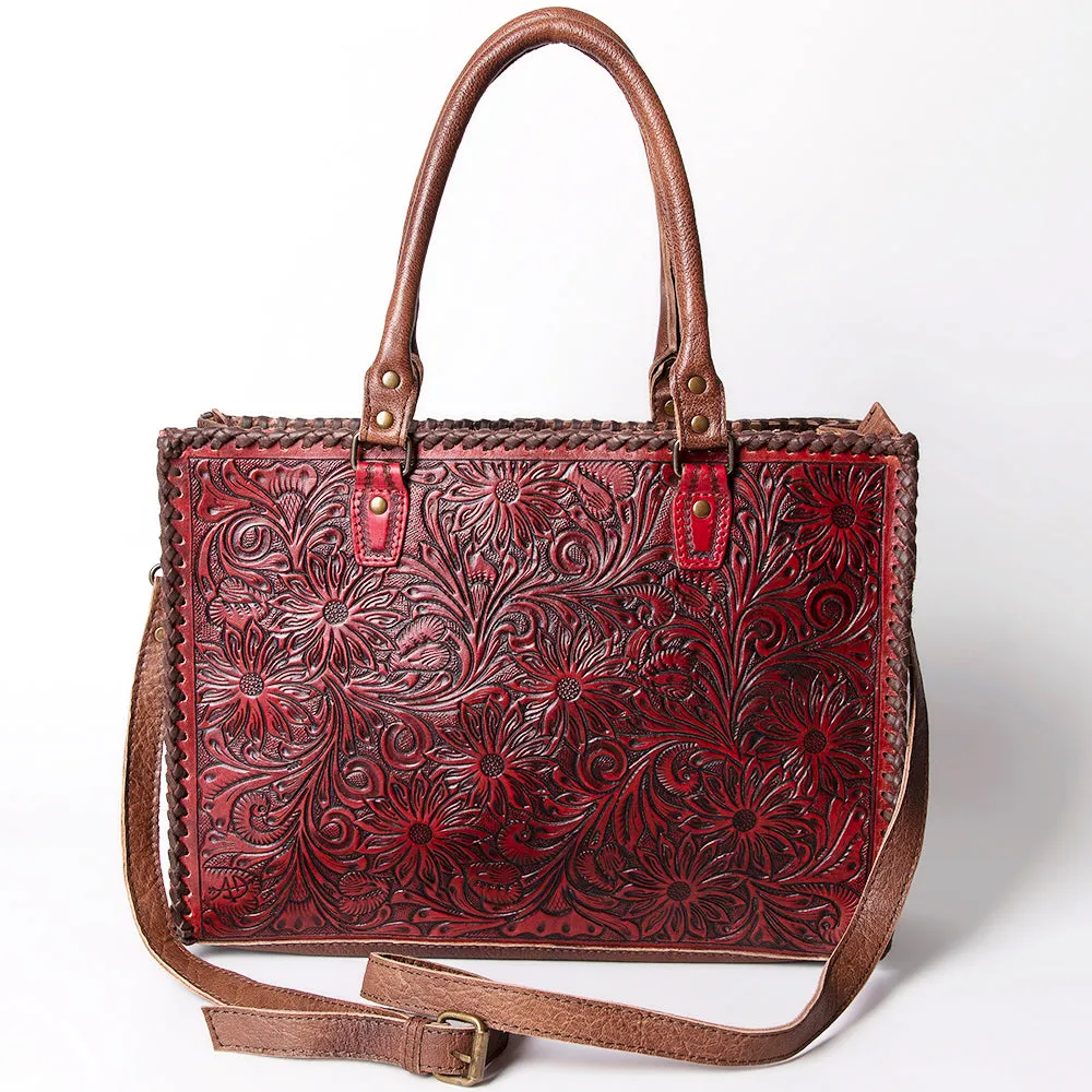 American Darling Briefcase Hand Tooled Genuine Leather Women Bag Western Handbag Purse