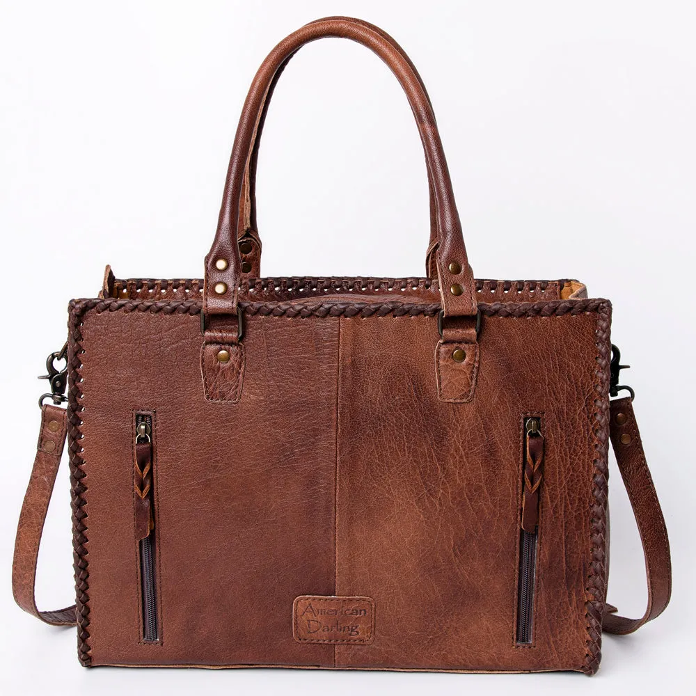 American Darling Briefcase Hand Tooled Genuine Leather Women Bag Western Handbag Purse