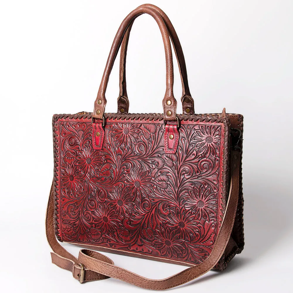 American Darling Briefcase Hand Tooled Genuine Leather Women Bag Western Handbag Purse