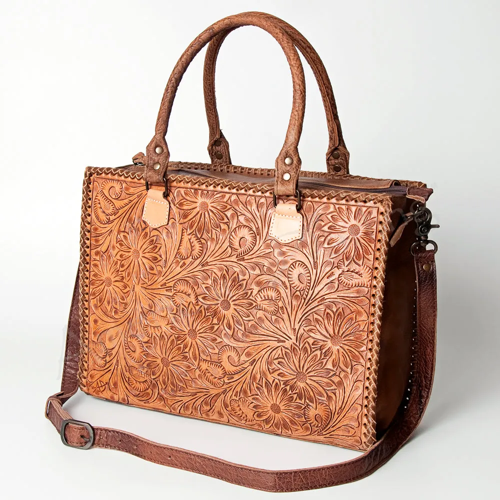 American Darling Briefcase Hand Tooled Genuine Leather Women Bag Western Handbag Purse