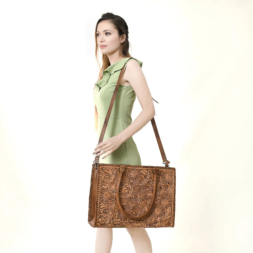American Darling Briefcase Hand Tooled Genuine Leather Women Bag Western Handbag Purse