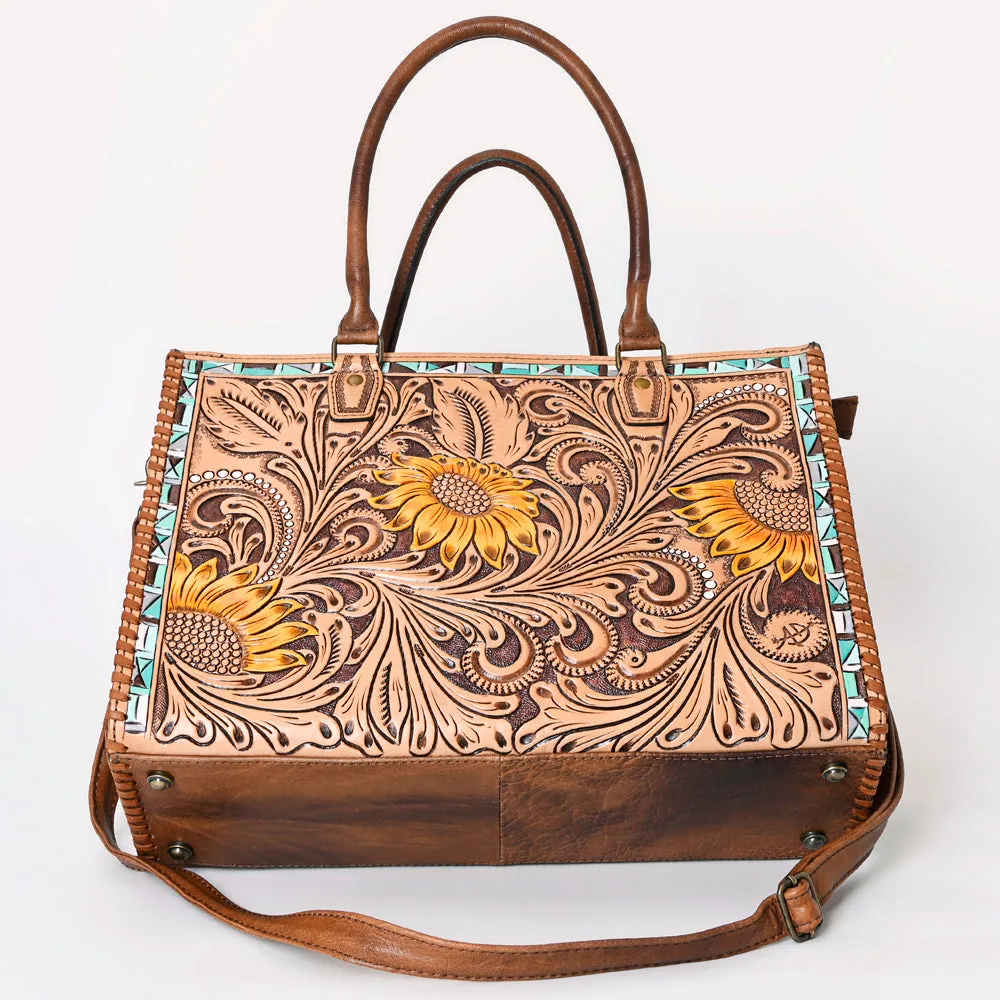 American Darling Briefcase Hand Tooled Genuine Leather Women Bag Western Handbag Purse